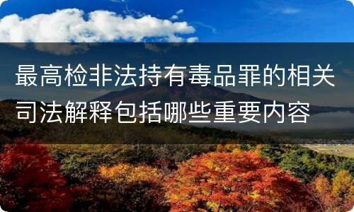 最高检非法持有毒品罪的相关司法解释包括哪些重要内容
