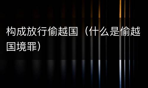 构成放行偷越国（什么是偷越国境罪）