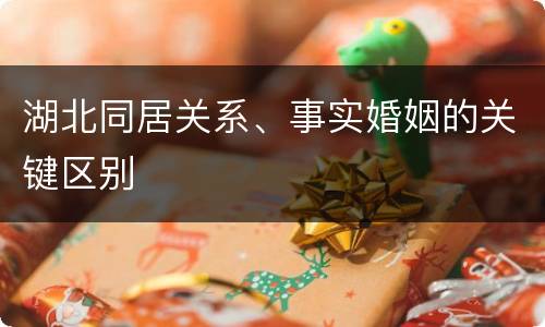 湖北同居关系、事实婚姻的关键区别