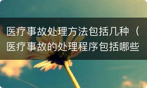 医疗事故处理方法包括几种（医疗事故的处理程序包括哪些）