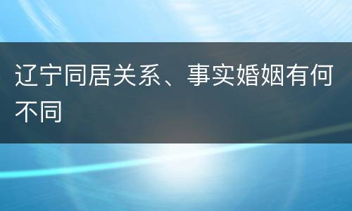 辽宁同居关系、事实婚姻有何不同