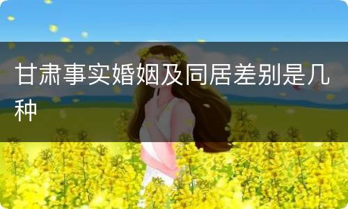甘肃事实婚姻及同居差别是几种