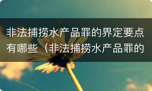 非法捕捞水产品罪的界定要点有哪些（非法捕捞水产品罪的界定要点有哪些规定）