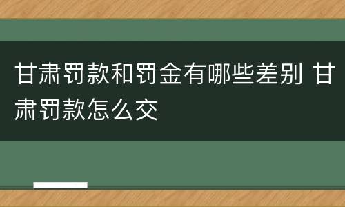 甘肃罚款和罚金有哪些差别 甘肃罚款怎么交