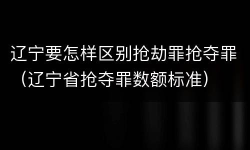 辽宁要怎样区别抢劫罪抢夺罪（辽宁省抢夺罪数额标准）
