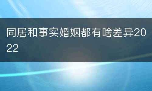 同居和事实婚姻都有啥差异2022