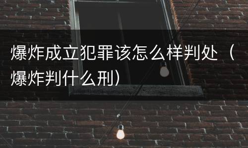 爆炸成立犯罪该怎么样判处（爆炸判什么刑）