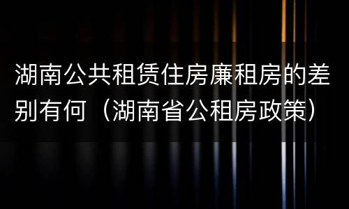湖南公共租赁住房廉租房的差别有何（湖南省公租房政策）