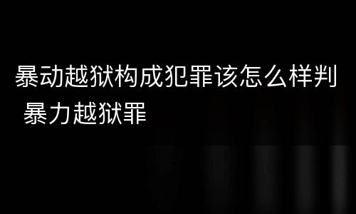 暴动越狱构成犯罪该怎么样判 暴力越狱罪