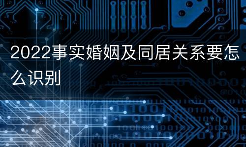 2022事实婚姻及同居关系要怎么识别