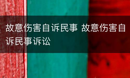 故意伤害自诉民事 故意伤害自诉民事诉讼