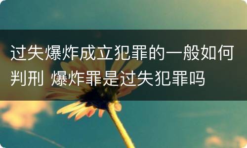 过失爆炸成立犯罪的一般如何判刑 爆炸罪是过失犯罪吗