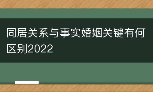 同居关系与事实婚姻关键有何区别2022