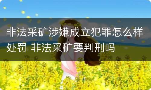 非法采矿涉嫌成立犯罪怎么样处罚 非法采矿要判刑吗