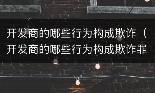 开发商的哪些行为构成欺诈（开发商的哪些行为构成欺诈罪）