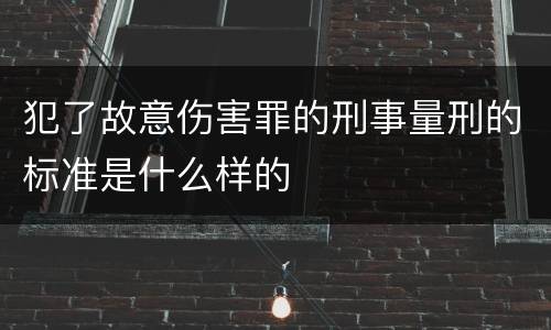 犯了故意伤害罪的刑事量刑的标准是什么样的