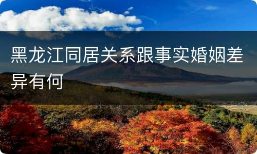 黑龙江同居关系跟事实婚姻差异有何
