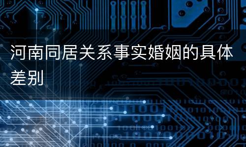 河南同居关系事实婚姻的具体差别
