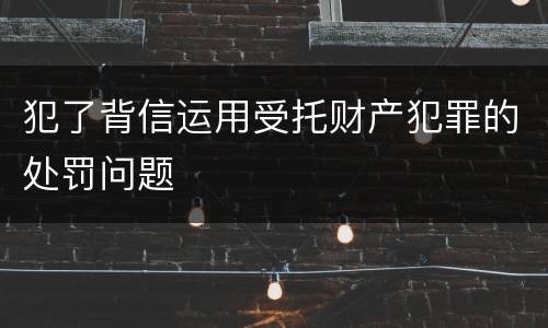 犯了背信运用受托财产犯罪的处罚问题