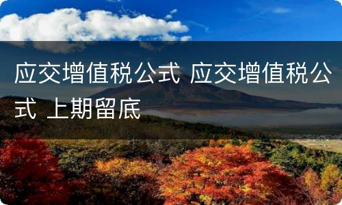 应交增值税公式 应交增值税公式 上期留底