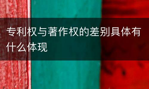 专利权与著作权的差别具体有什么体现