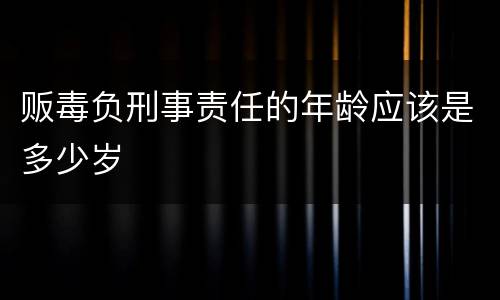 贩毒负刑事责任的年龄应该是多少岁