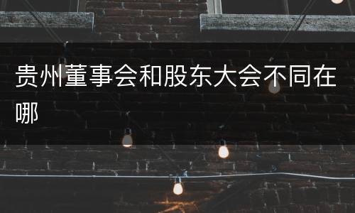 贵州董事会和股东大会不同在哪