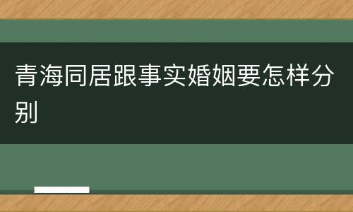 青海同居跟事实婚姻要怎样分别