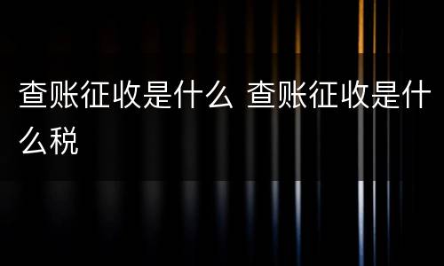 查账征收是什么 查账征收是什么税