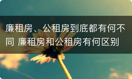 廉租房、公租房到底都有何不同 廉租房和公租房有何区别