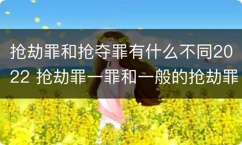 抢劫罪和抢夺罪有什么不同2022 抢劫罪一罪和一般的抢劫罪