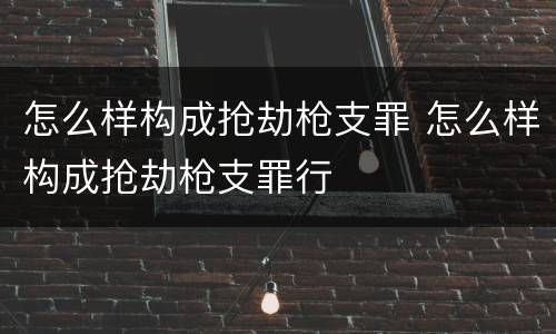 怎么样构成抢劫枪支罪 怎么样构成抢劫枪支罪行