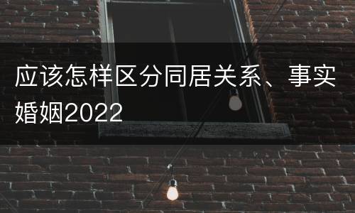应该怎样区分同居关系、事实婚姻2022