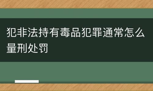 犯非法持有毒品犯罪通常怎么量刑处罚