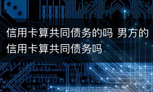 信用卡算共同债务的吗 男方的信用卡算共同债务吗