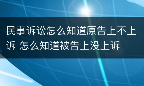 民事诉讼怎么知道原告上不上诉 怎么知道被告上没上诉