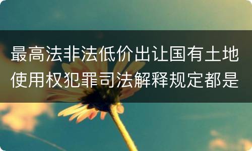最高法非法低价出让国有土地使用权犯罪司法解释规定都是什么