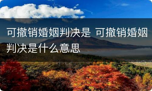 可撤销婚姻判决是 可撤销婚姻判决是什么意思