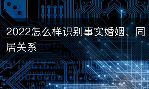 2022怎么样识别事实婚姻、同居关系