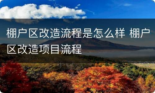 棚户区改造流程是怎么样 棚户区改造项目流程