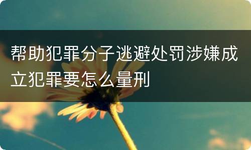 帮助犯罪分子逃避处罚涉嫌成立犯罪要怎么量刑