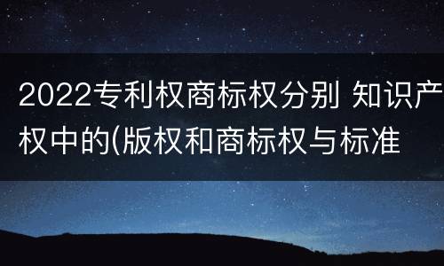2022专利权商标权分别 知识产权中的(版权和商标权与标准