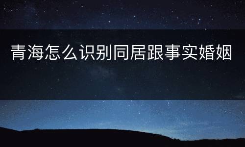青海怎么识别同居跟事实婚姻