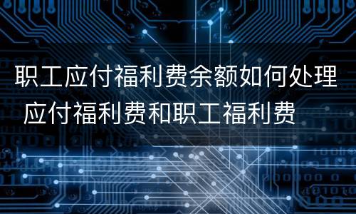 职工应付福利费余额如何处理 应付福利费和职工福利费