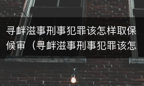 寻衅滋事刑事犯罪该怎样取保候审（寻衅滋事刑事犯罪该怎样取保候审呢）