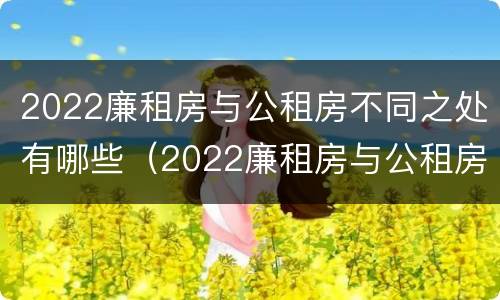 2022廉租房与公租房不同之处有哪些（2022廉租房与公租房不同之处有哪些地方）