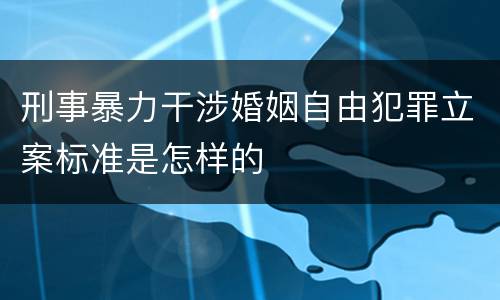 刑事暴力干涉婚姻自由犯罪立案标准是怎样的
