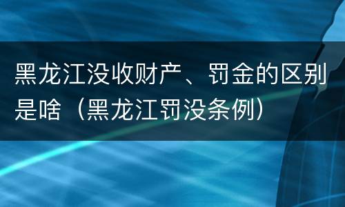 黑龙江没收财产、罚金的区别是啥（黑龙江罚没条例）