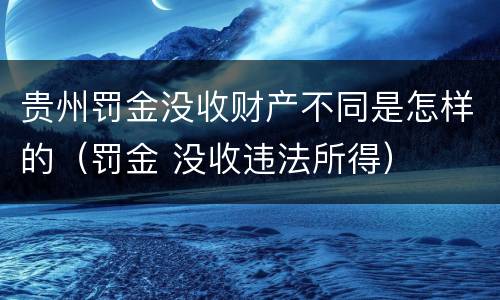 贵州罚金没收财产不同是怎样的（罚金 没收违法所得）