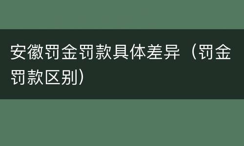 安徽罚金罚款具体差异（罚金罚款区别）